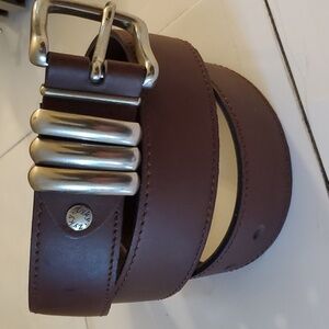 New vintage Vera pelle genuine leather Mens dark brown belt size 39"